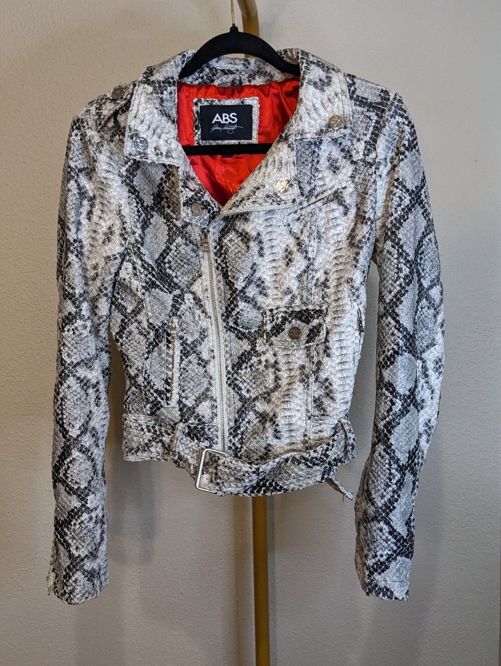 Python Snakeskin Vegan Leather Moto Jacket